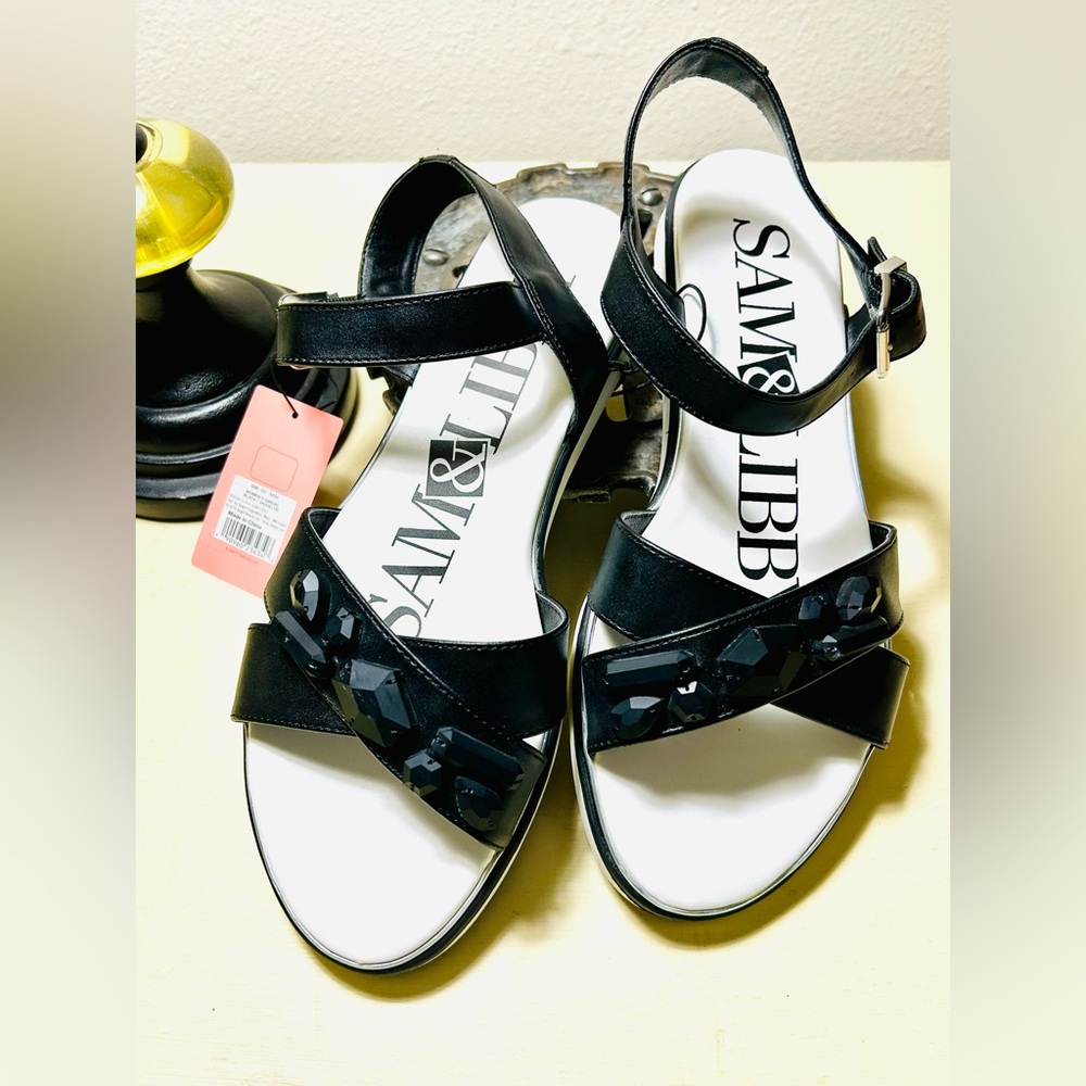 Sam & Libby Black Sandals with Jewel Details